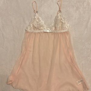 La Senza peach chiffon slip nightgown lingerie Size M